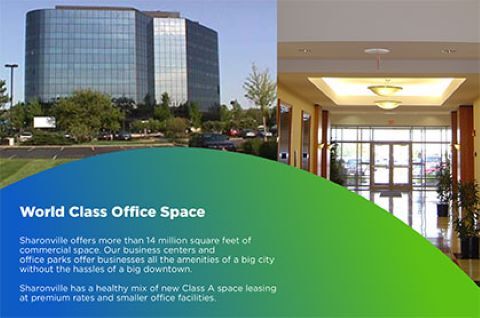 World Class Office Space poster with picture of office building and lobby